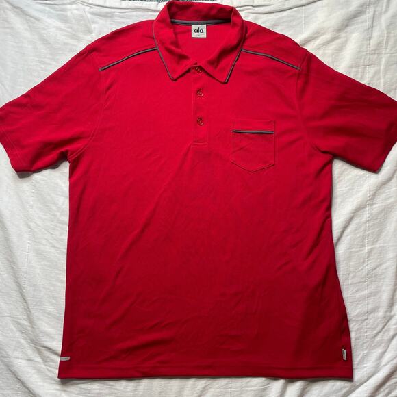 Alo Cool Fit Red Polo Shirt Short Sleeve Sz XL Men's Performance Stretch Golf - Picture 1 of 6